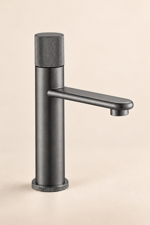 Mitigeur lavabo bec plat Elwen — gris anthracite, version basse