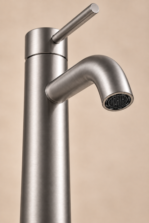 Mitigeur lavabo haut design Sorane gris brossé Azéo, photo 5