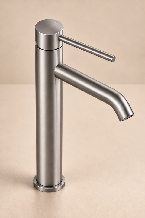 Mitigeur lavabo haut design Sorane gris brossé Azéo, photo 4