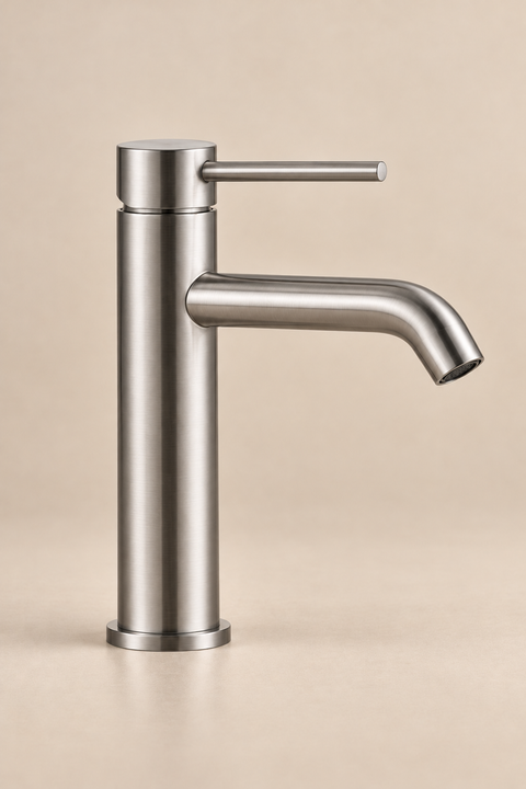 Mitigeur lavabo bas design Mireva gris brossé Azéo