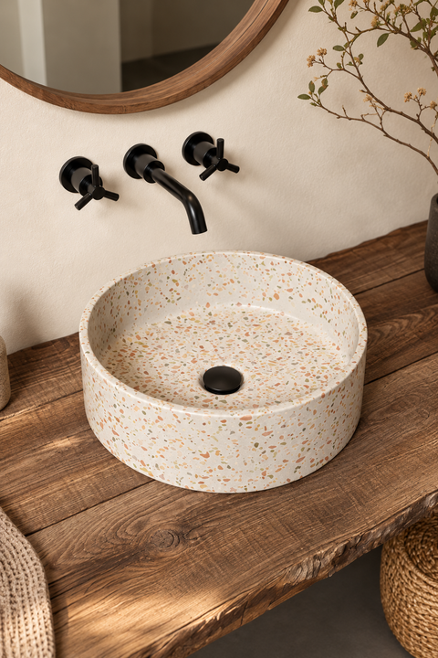 Bonde de lavabo pop-up Lunor — noire, inox