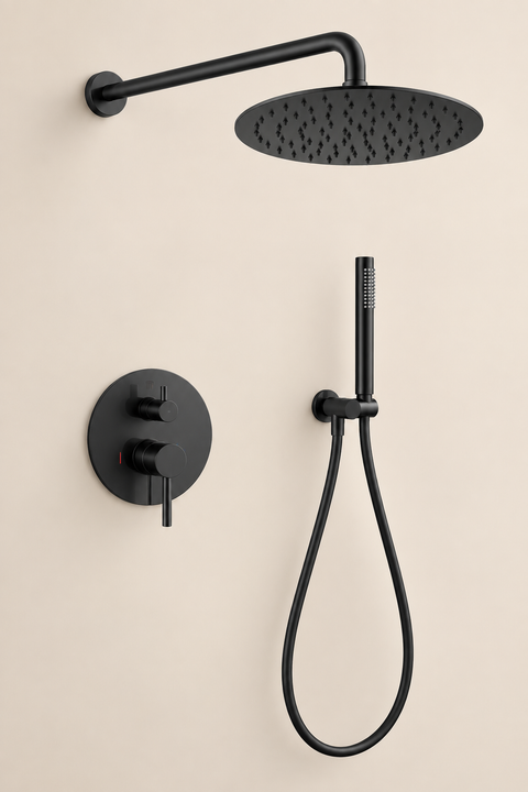 Colonne de douche encastrée cascade Kaelo noir mat Azéo