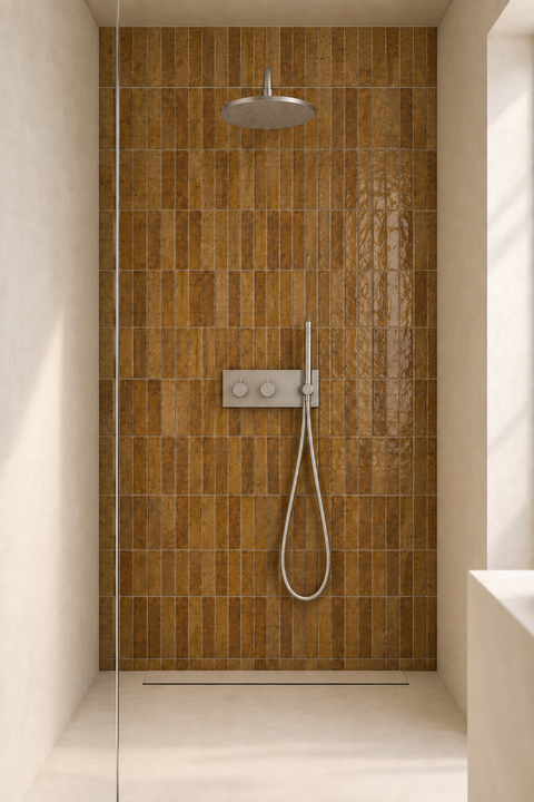 Colonne de douche encastrée pluie ronde Liora gris brossé Azéo — photo 2