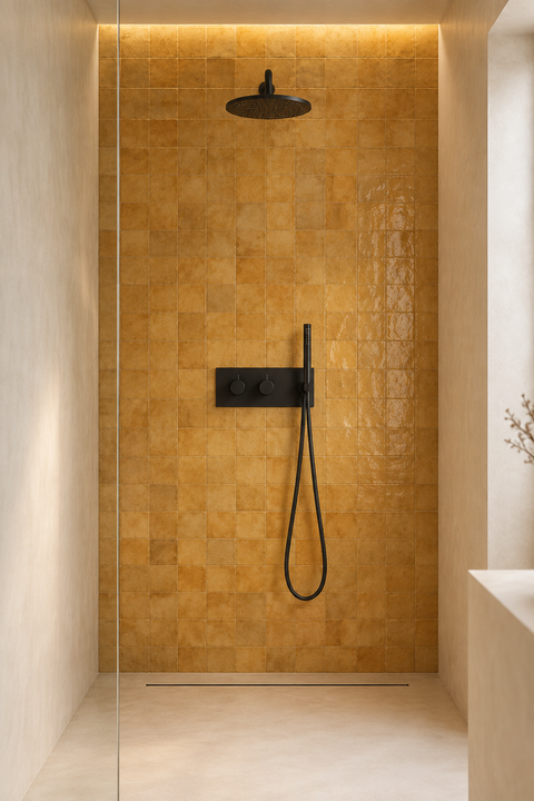 Colonne de douche encastrée pluie ronde Liora noir mat Azéo — photo 2