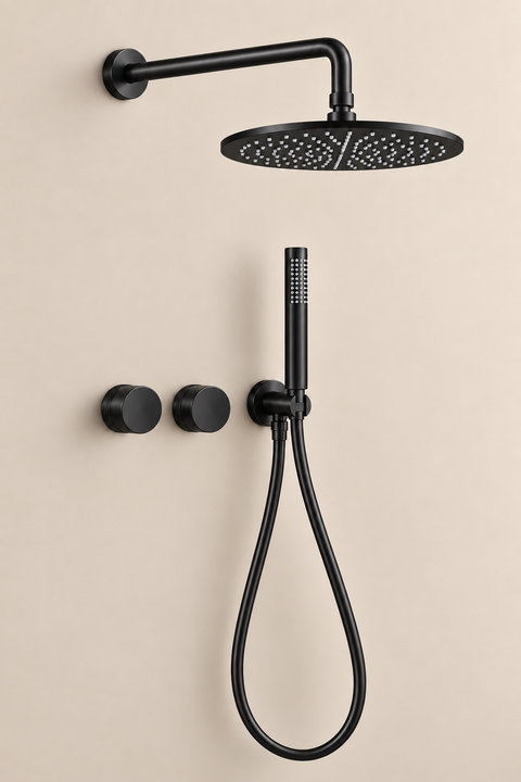 Colonne de douche encastrée thermostatique Orvane noir mat Azéo