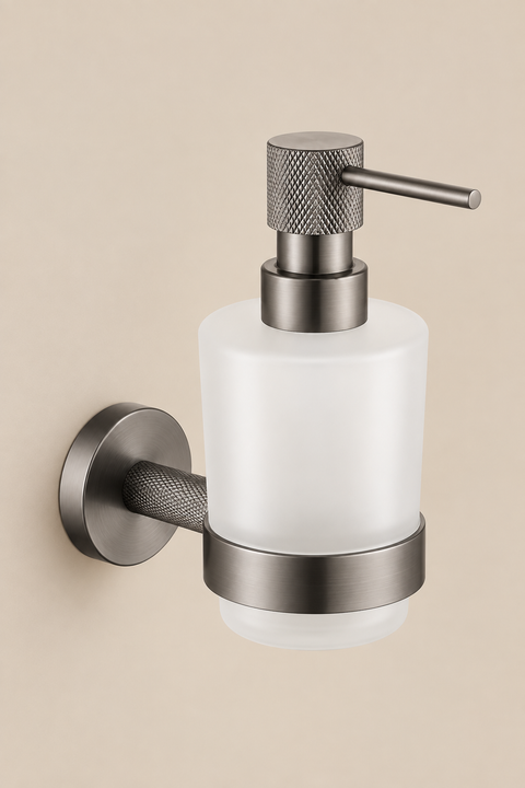 Distributeur de savon mural Solenne gris anthracite Azéo, vue produit