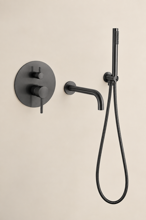 Mitigeur baignoire encastré mural Caldren noir mat Azéo