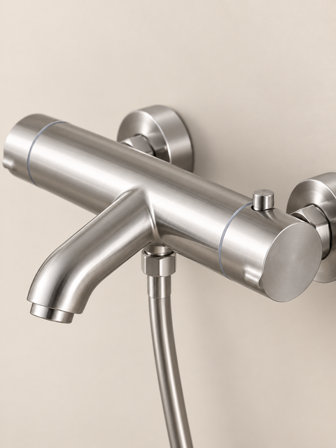 Mitigeur de bain thermostatique avec douchette Tamaris gris brossé Azéo — photo 5
