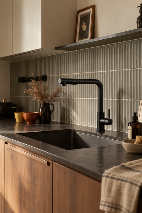 Mitigeur de cuisine douchette extractible Lorvik noir mat Azéo — photo 2