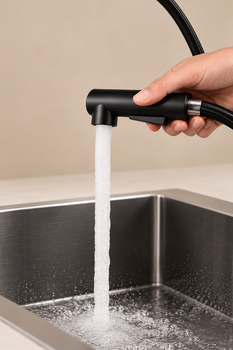 Mitigeur de cuisine douchette extractible Lorvik noir mat Azéo — photo 5