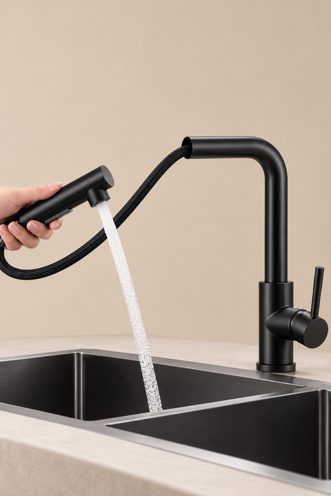 Mitigeur de cuisine douchette extractible Lorvik noir mat Azéo — photo 6