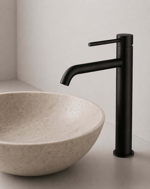 Mitigeur lavabo haut Sorane noir vasque Azéo