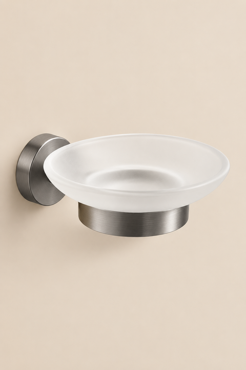 Porte-savon mural Avelin gris anthracite Azéo, avec verre dépoli