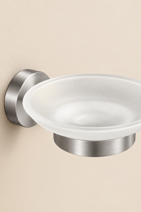 Porte-savon mural Avelin gris brossé Azéo, vue produit 2