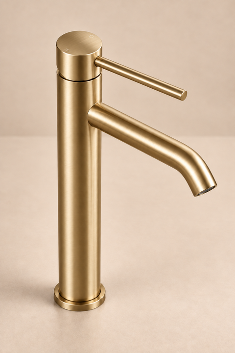 Mitigeur lavabo haut design Sorane or brossé Azéo, photo 4